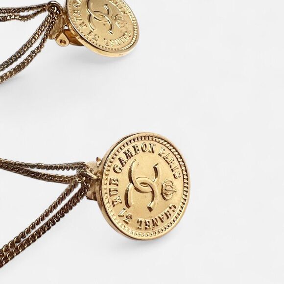 100% Authentic CHANEL Vintage Rear CC Clip On Earrings 1980 - Picture 5 of 7